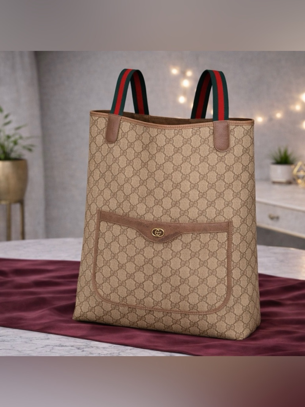 Authentic Gucci Sherry Line GG Canvas Tote